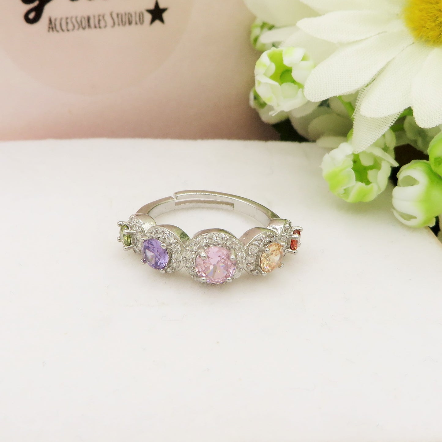 EMMA RAINBOW - Anello regolabile in Cubic Zirconia