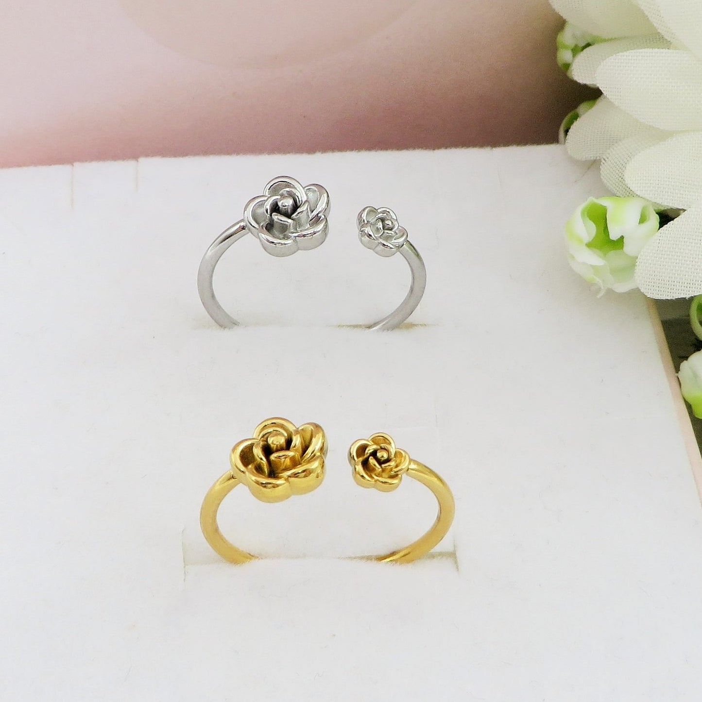 LA BELLE ~ Anello rosa regolabile in ACCIAIO INOSSIDABILE