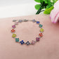 CASSIA~ACCIAIO INOSSIDABILE - bracciale tennis quadrifogli RAINBOW con cubic zirconia