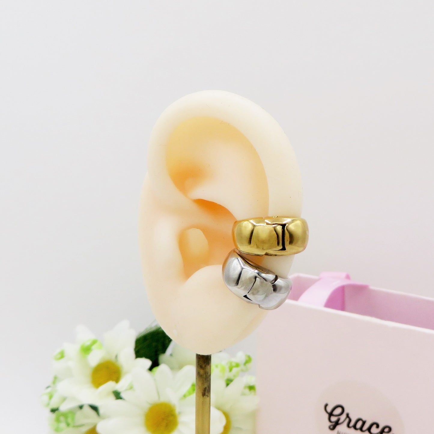 VICKY EARCUFF con scatto ~ ACCIAIO Inossidabile orecchino Senza buco