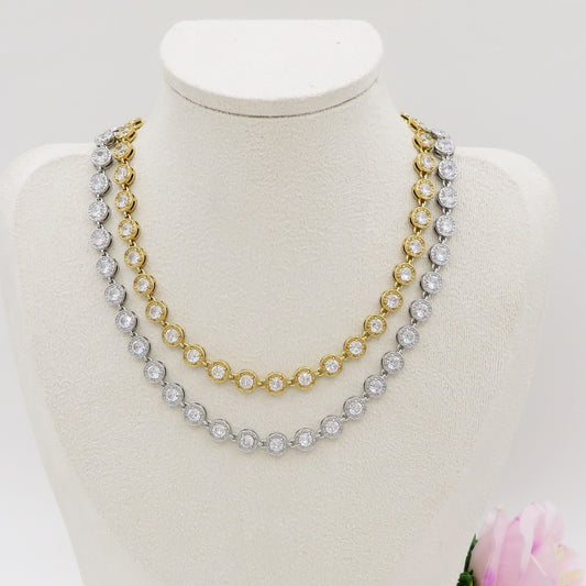 DELILAH ~ ACCIAIO INOSSIDABILE -Collana tennis in cubic zirconia rotondi