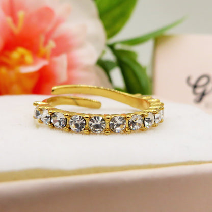 VERETTA - Anello regolabile in ACCIAIO inossidabile con cubic zirconia