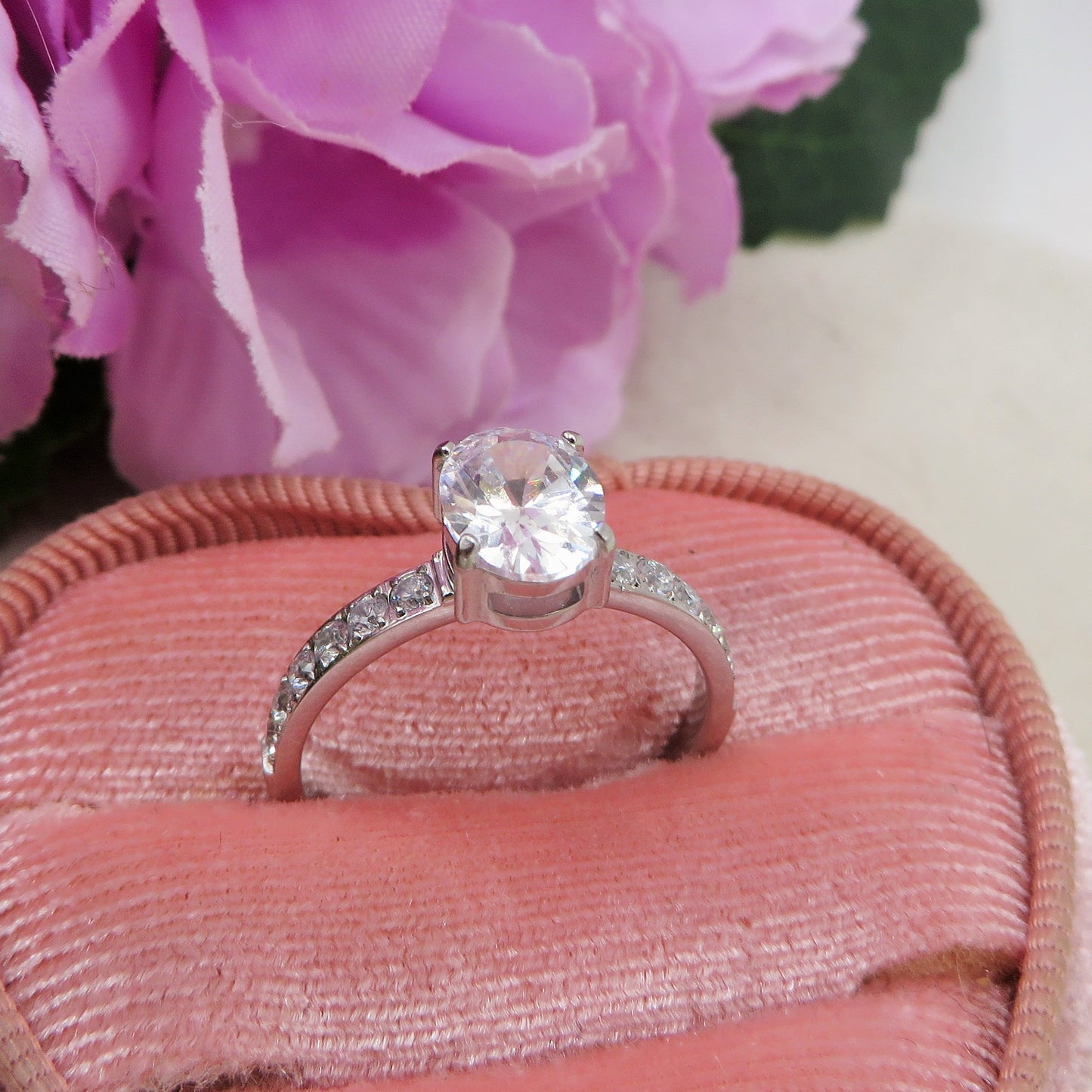 MERCURY ~ Anello con maxi goccia in ACCIAIO INOSSIDABILE con Cubic ZIRCONIA