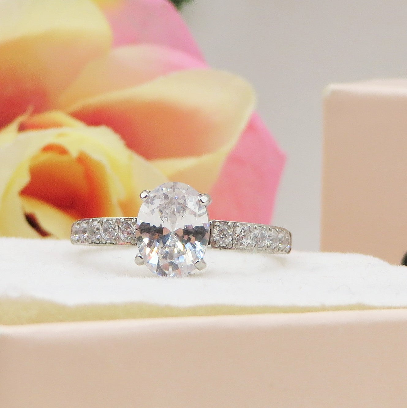 MERCURY ~ Anello con maxi goccia in ACCIAIO INOSSIDABILE con Cubic ZIRCONIA