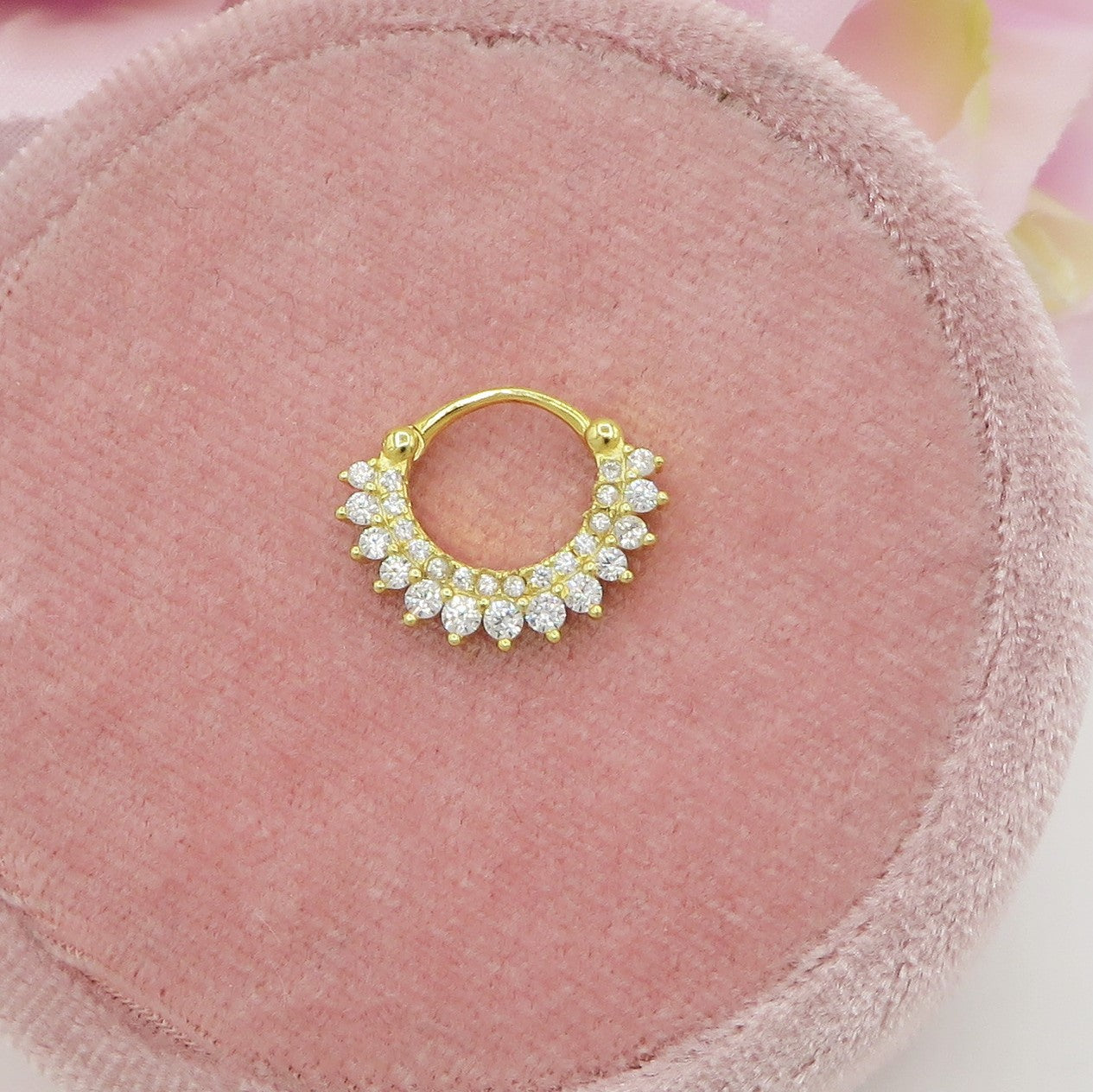 BONNIE Daith Piercing hoop ~ ARGENTO 925 cerchietto con cubic zirconia per daith, helix, anti-helix, fori alti