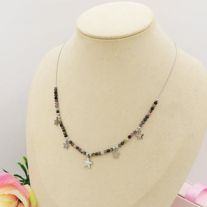 ROXY ~ Collana ACCIAIO INOSSIDABILE con cristalli e ciondoli stelline in cubic zirconia