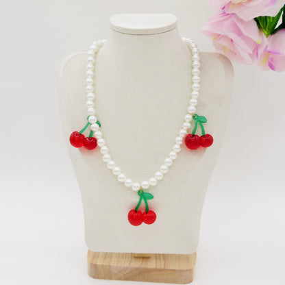 CHERRIES - Collana perle e charms ciliegie