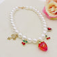 CRYSTAL FRUIT SALAD - Collana perle e charms fragola - cuore - ciliegie - mix zirconati