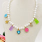 FANTASY - Base Gold - Collana perle e charms rainbow