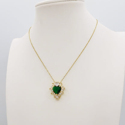 CHRISTY Cuore Sacro ~ ACCIAIO INOSSIDABILE - Collana con maxi pendente cuore sacro in cubic zirconia