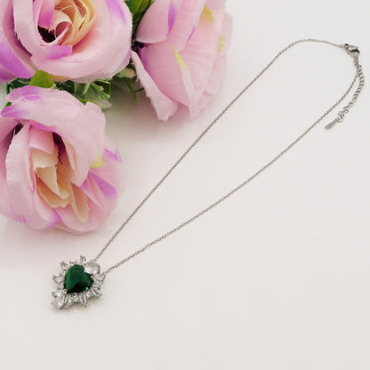 CHRISTY Cuore Sacro ~ ACCIAIO INOSSIDABILE - Collana con maxi pendente cuore sacro in cubic zirconia