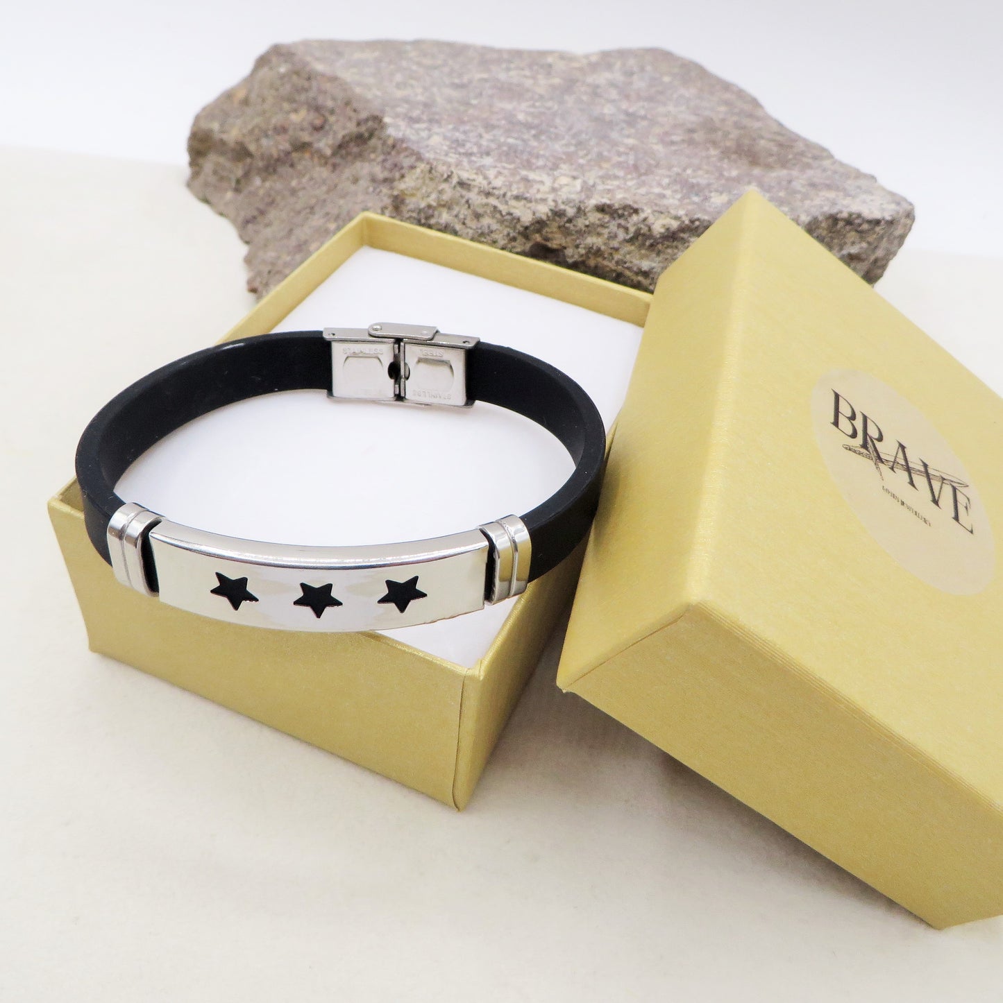 STORMR - BRACCIALE uomo CAUCCIU' E ACCIAIO con placca