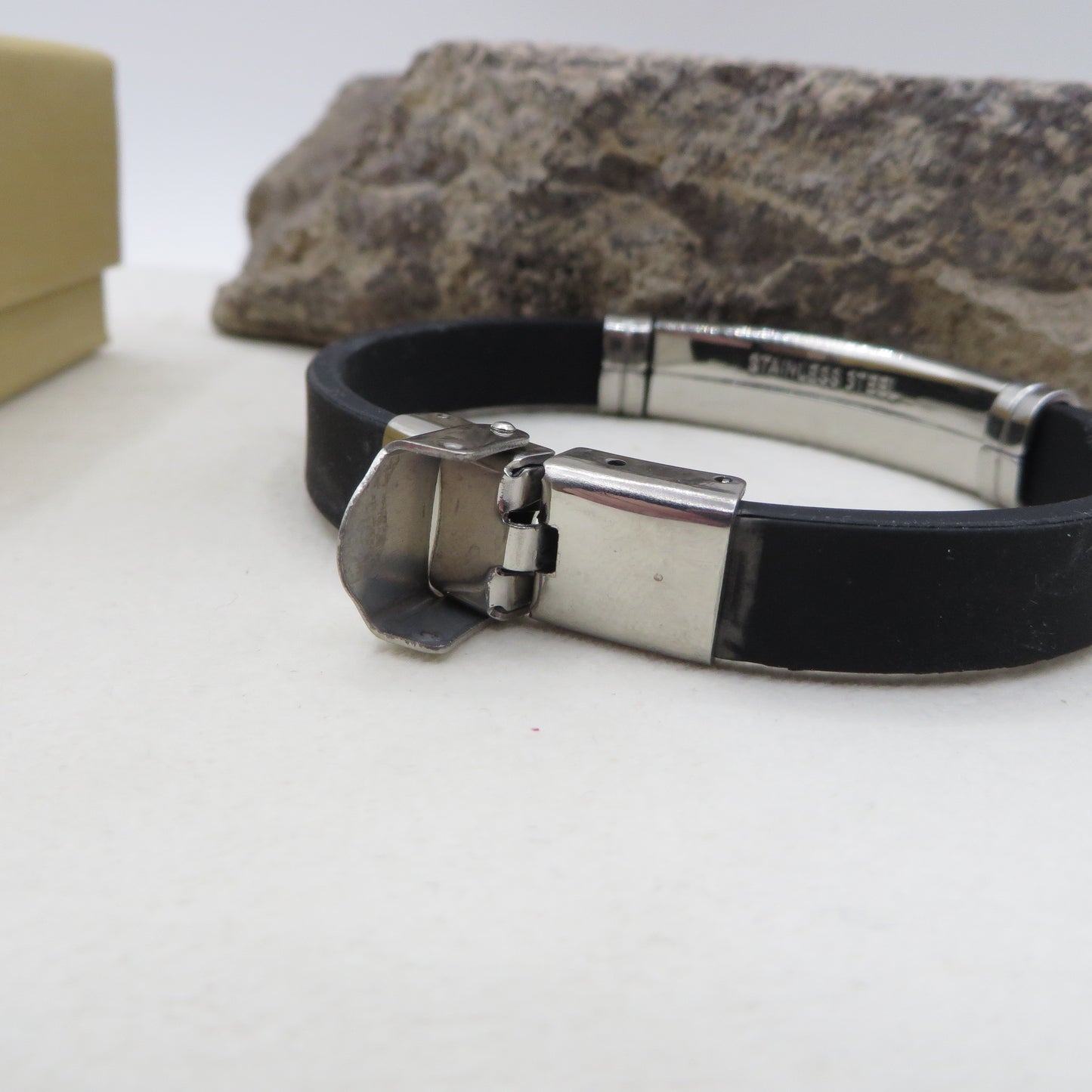 STORMR - BRACCIALE uomo CAUCCIU' E ACCIAIO con placca