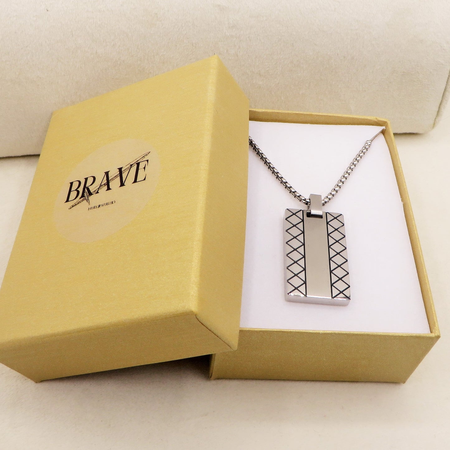 VALDYR Collana pendente TARGHETTA uomo ACCIAIO INOSSIDABILE