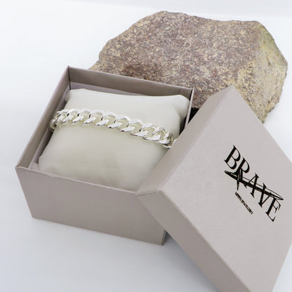 GROUMETTE 10mm bagnato ARGENTO ~ Bracciale UNISEX in ACCIAIO INOSSIDABILE