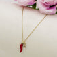 LUCKY INITIAL - Collana Corno + MINI INIZIALE Zirconata in Acciaio inossidabile