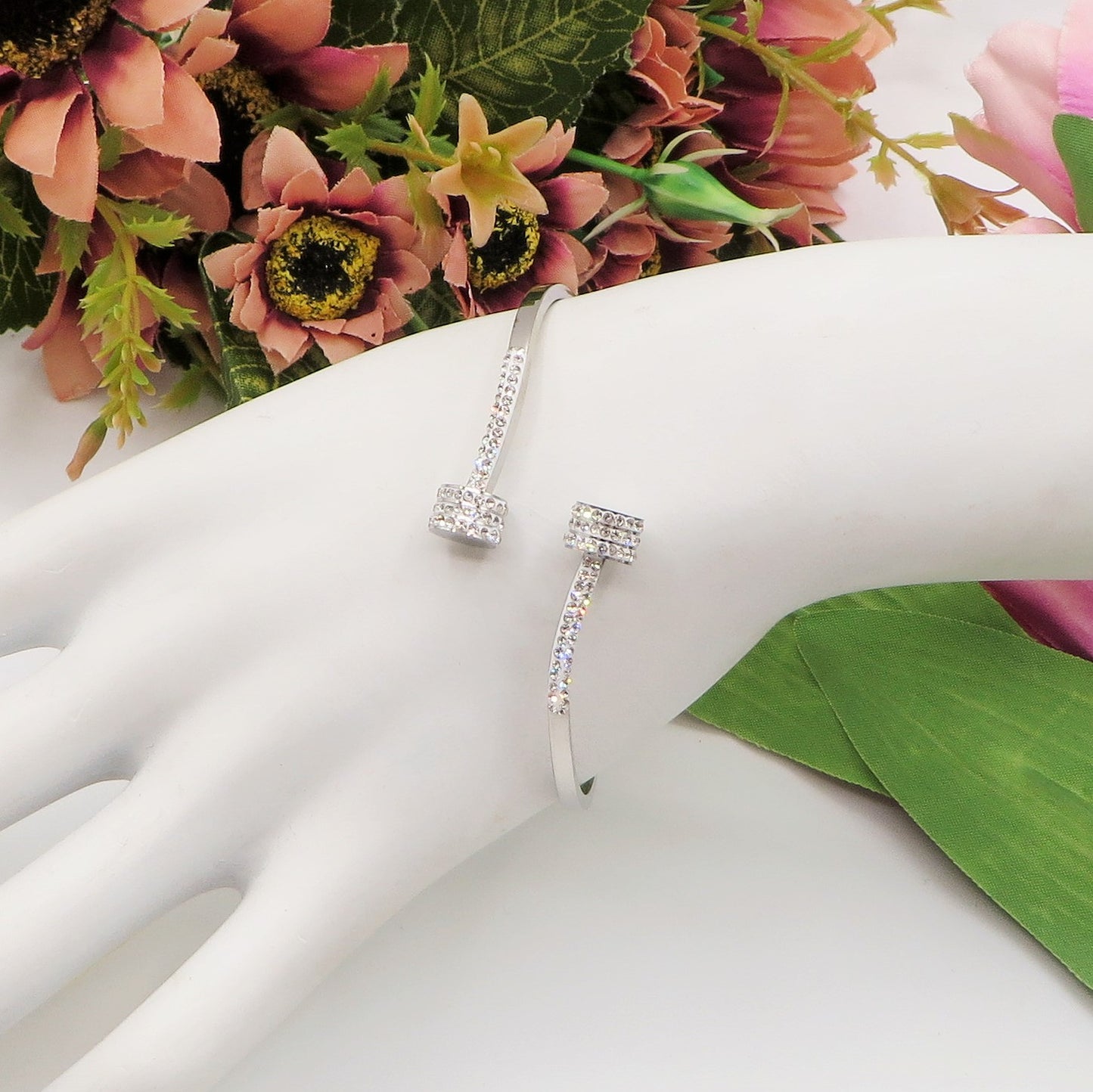 VENICE CRYSTAL double clou ~ Bracciale doppio CHIODO in acciaio inossidabile e cubic zirconia