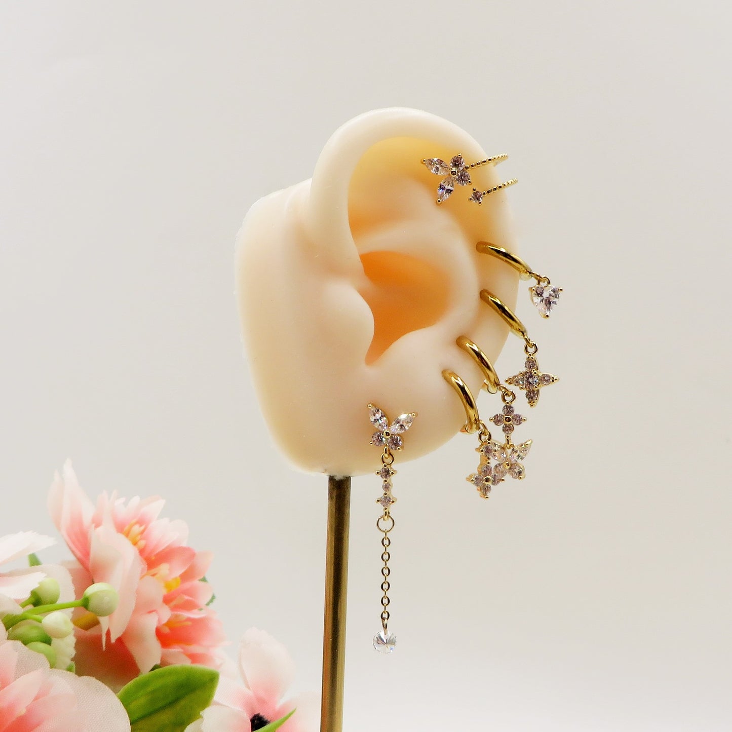 BUTTERFLY Set 6 orecchini PASTEL RAINBOW - ACCIAIO INOSSIDABILE - 6 Orecchini pendenti con cubic zirconia