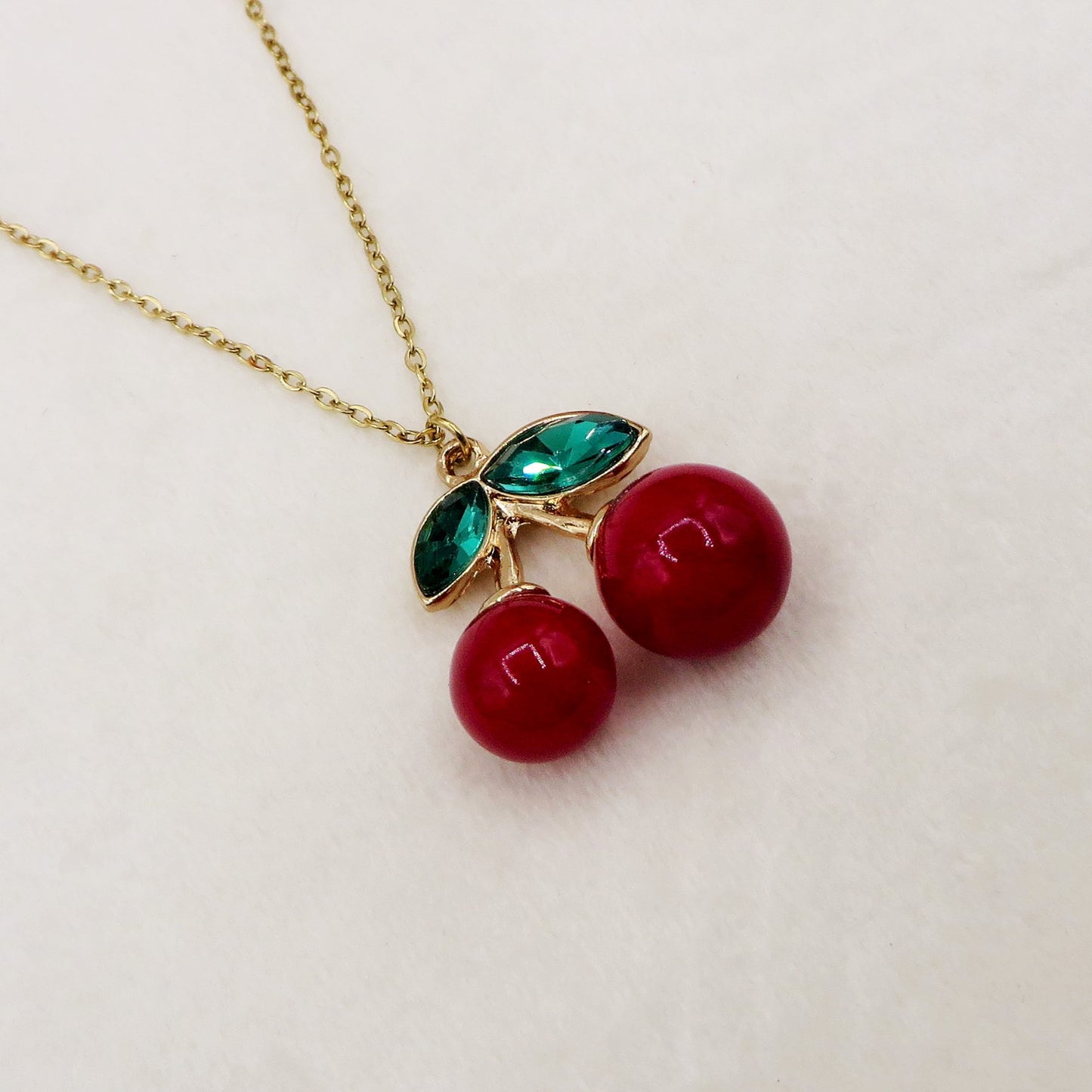 CHERRIES Pendente - ACCIAIO INOSSIDABILE - Collana pendente ciliegie zirconate