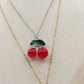 CHERRIES Pendente - ACCIAIO INOSSIDABILE - Collana pendente ciliegie zirconate