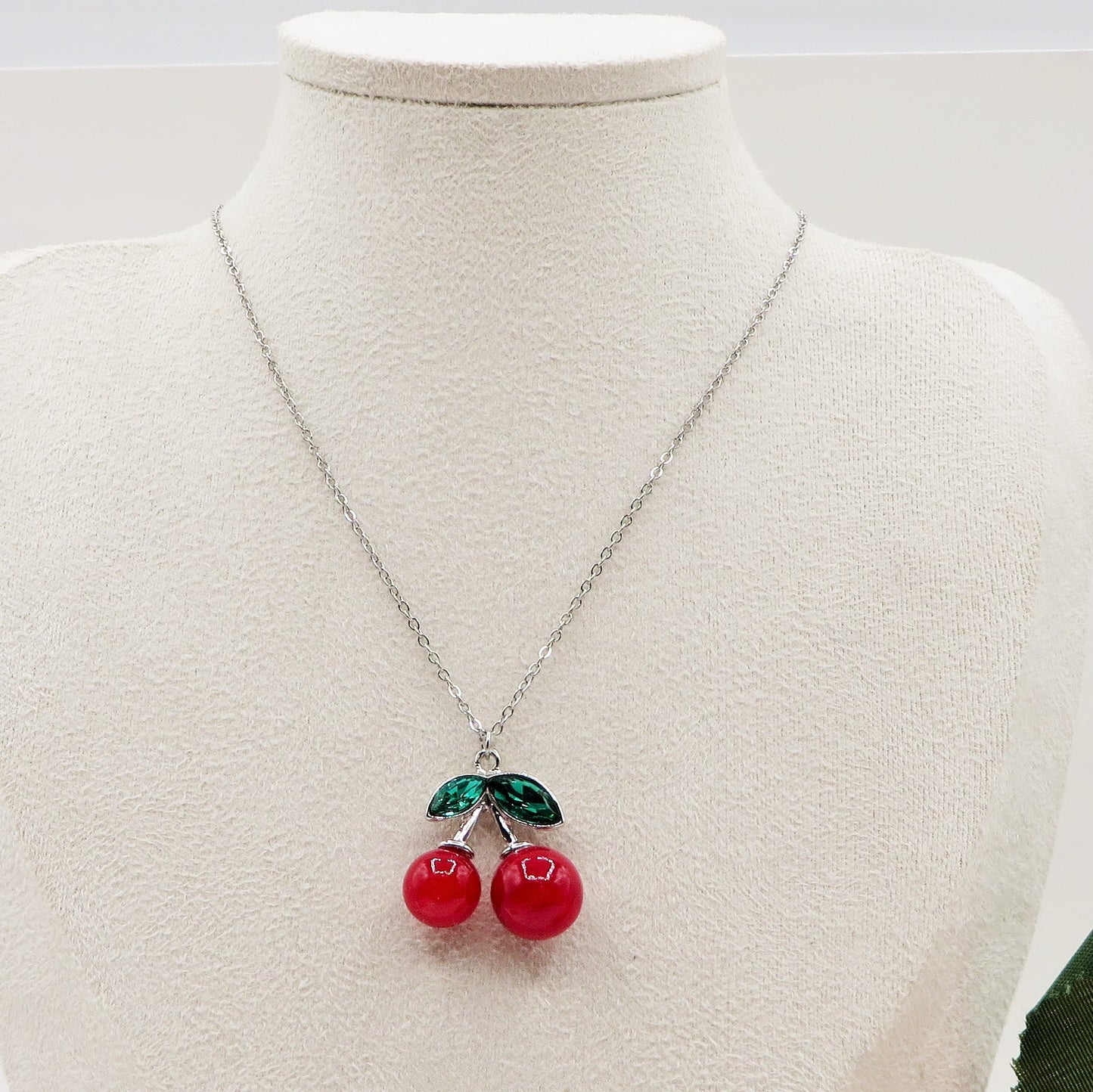 CHERRIES Pendente - ACCIAIO INOSSIDABILE - Collana pendente ciliegie zirconate