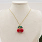 CHERRIES Pendente - ACCIAIO INOSSIDABILE - Collana pendente ciliegie zirconate