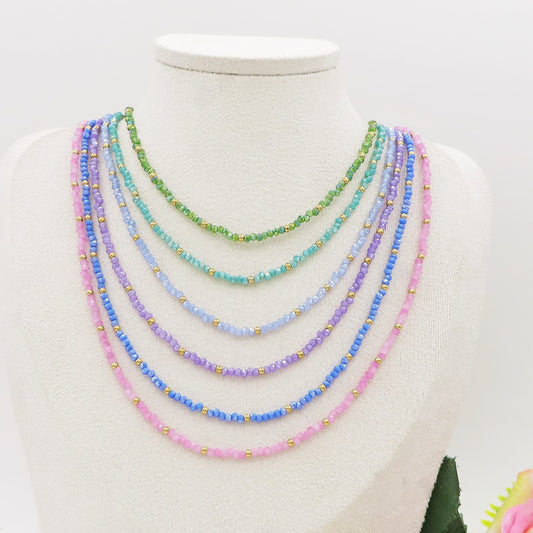 OCEAN - Collana perline cristallo e ACCIAIO inossidabile colori brillanti