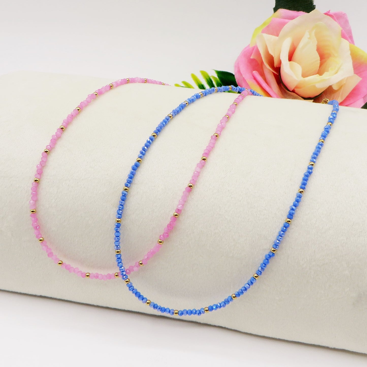 OCEAN - Collana perline cristallo e ACCIAIO inossidabile colori brillanti