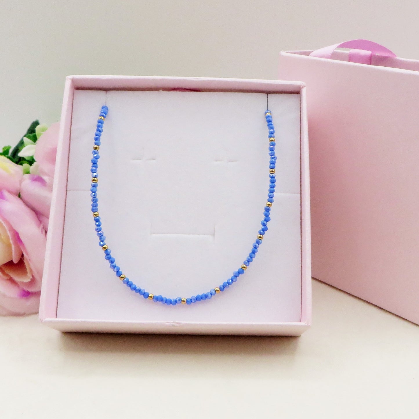 OCEAN - Collana perline cristallo e ACCIAIO inossidabile colori brillanti