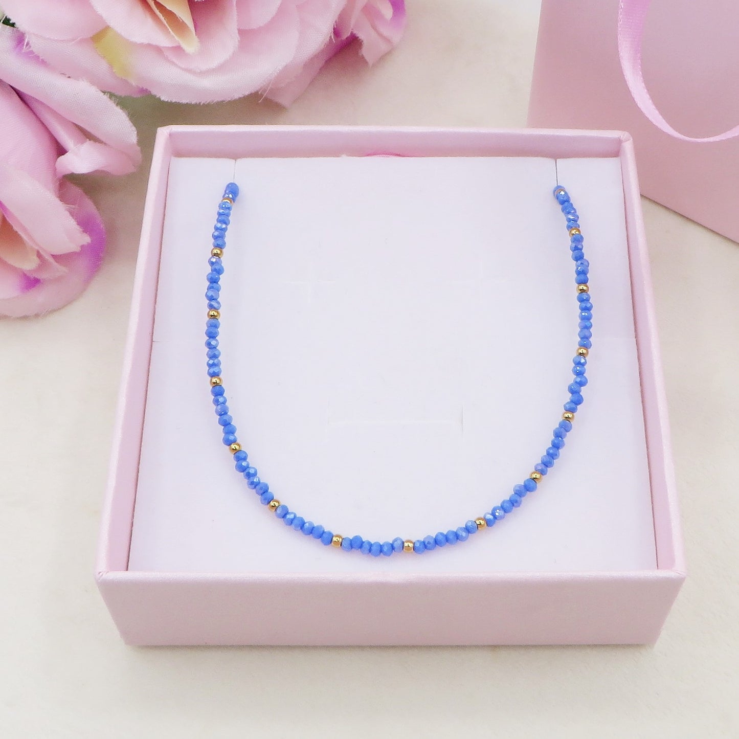 OCEAN - Collana perline cristallo e ACCIAIO inossidabile colori brillanti