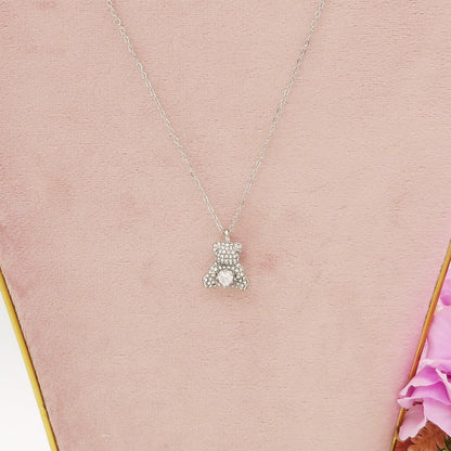 TEDDY CRYSTAL - ACCIAIO INOSSIDABILE - collana con pendente orsetto in cubic zirconia