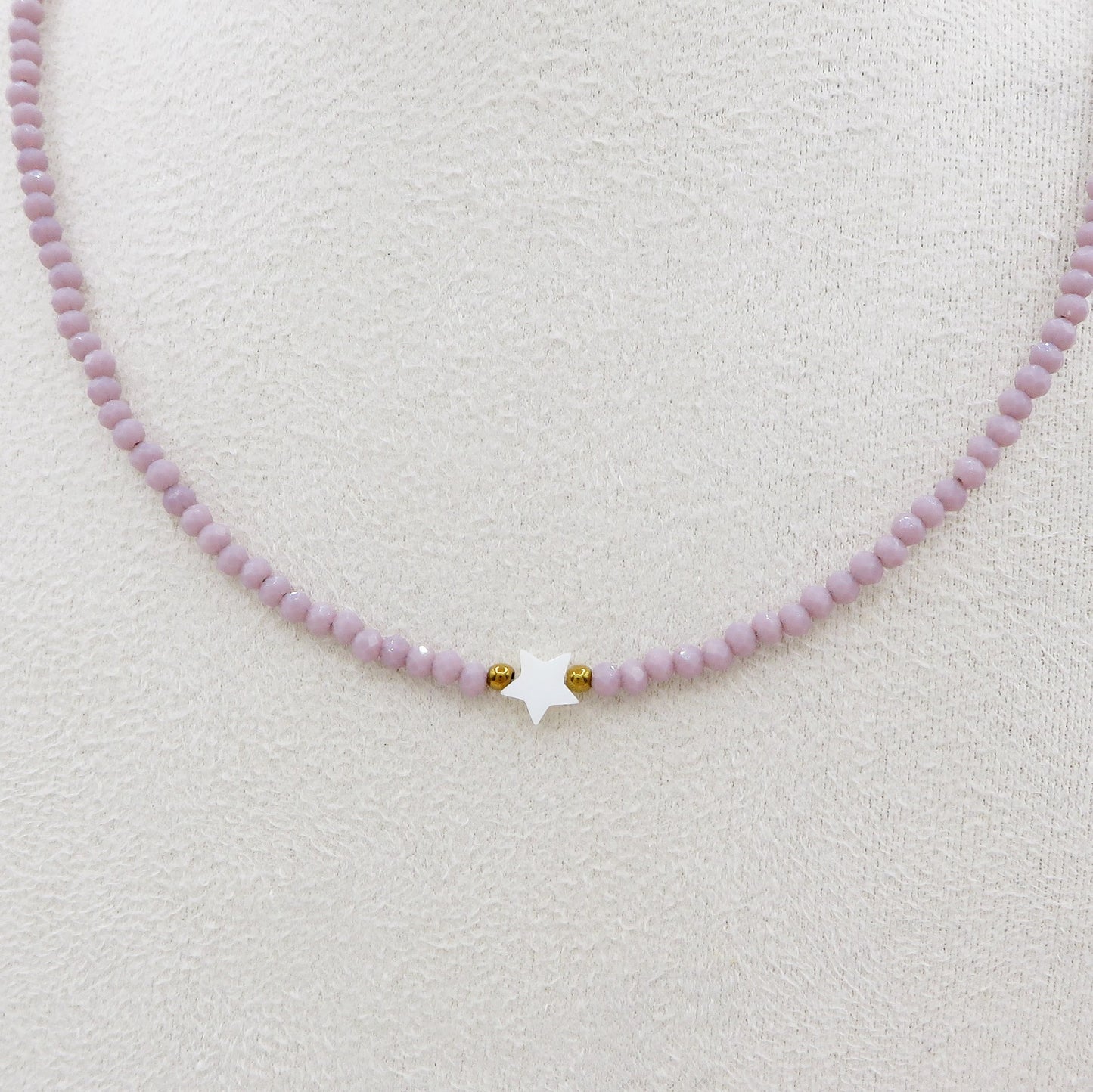 MARINA STAR - Collana perline Madreperla naturale cristallo e ACCIAIO inossidabile colori brillanti
