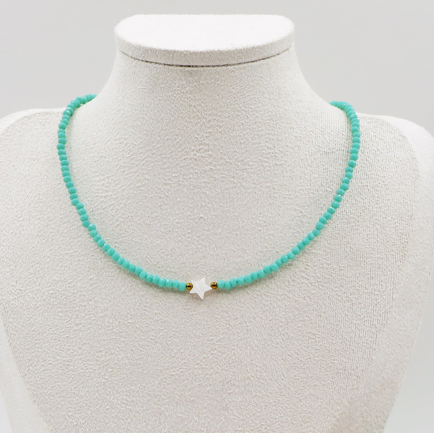 MARINA STAR - Collana perline Madreperla naturale cristallo e ACCIAIO inossidabile colori brillanti
