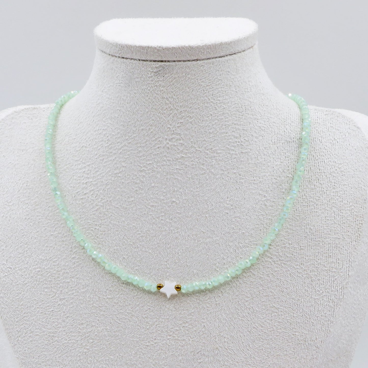 MARINA STAR - Collana perline Madreperla naturale cristallo e ACCIAIO inossidabile colori brillanti