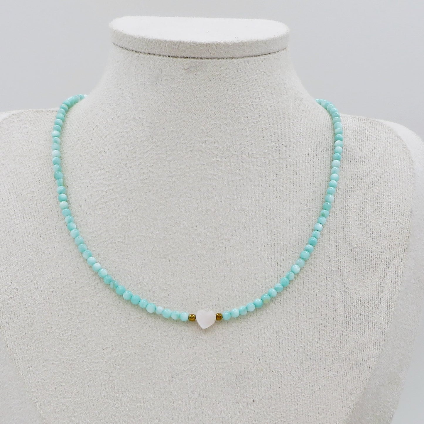 MARINA HEART - Collana perline Madreperla naturale cristallo e ACCIAIO inossidabile colori brillanti