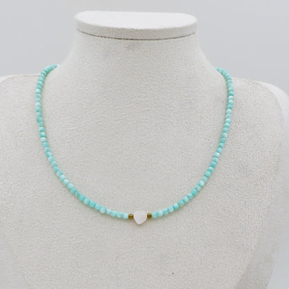 MARINA HEART - Collana perline Madreperla naturale cristallo e ACCIAIO inossidabile colori brillanti