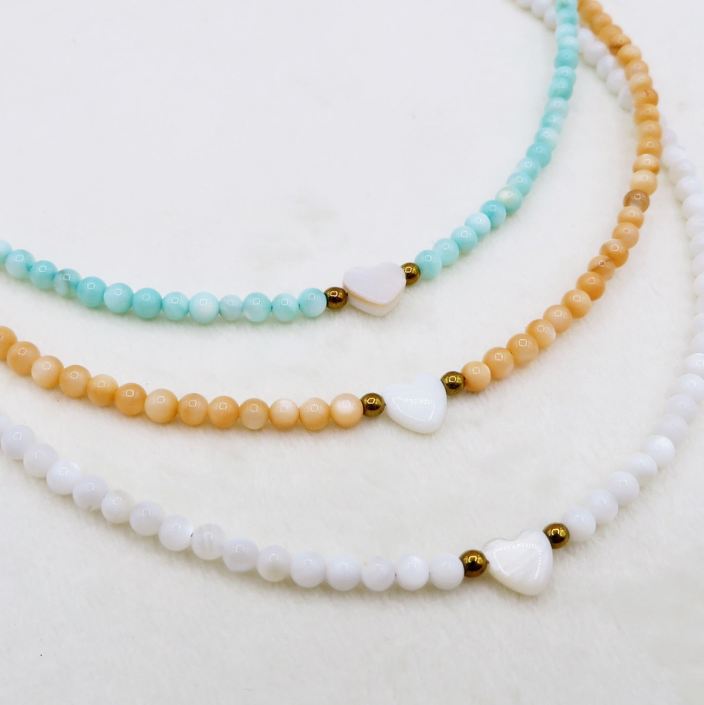 MARINA HEART - Collana perline Madreperla naturale cristallo e ACCIAIO inossidabile colori brillanti