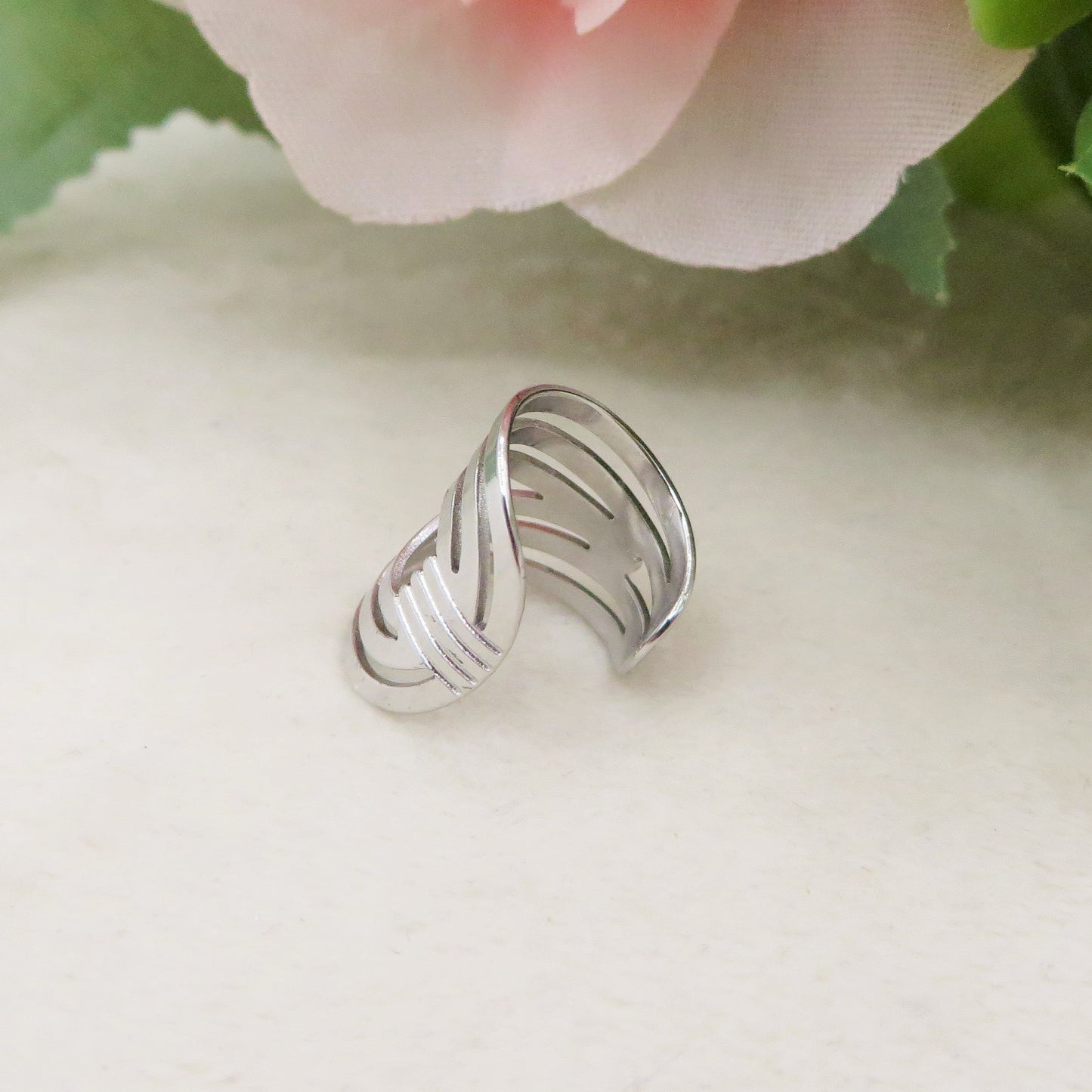 YANTRA Earcuff ~ ARGENTO 925 - Earcuff doppio con intagli