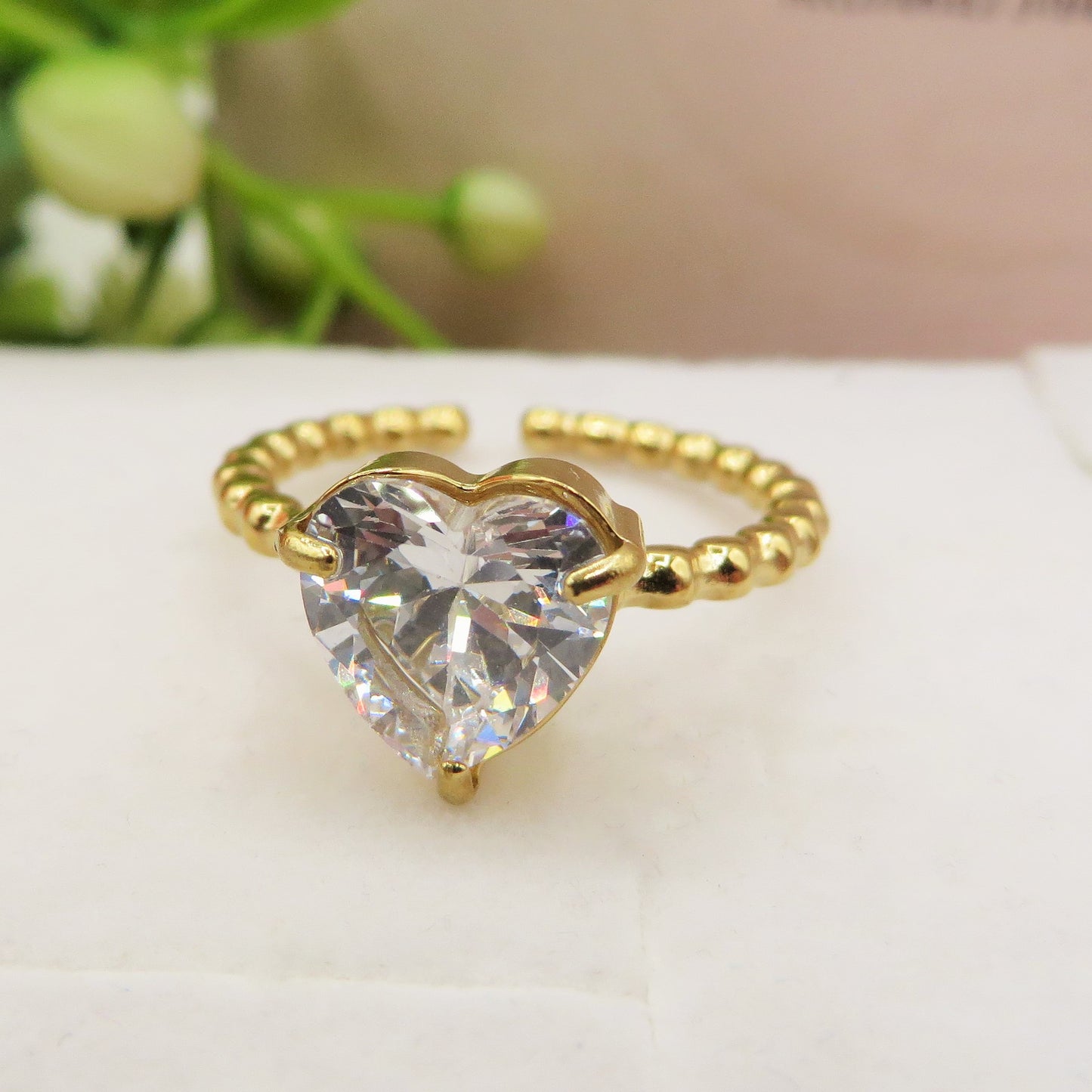 AURORA ~ ARGENTO 925 ~ Anello in ARGENTO 925  con cuore in cubic zirconia regolabile