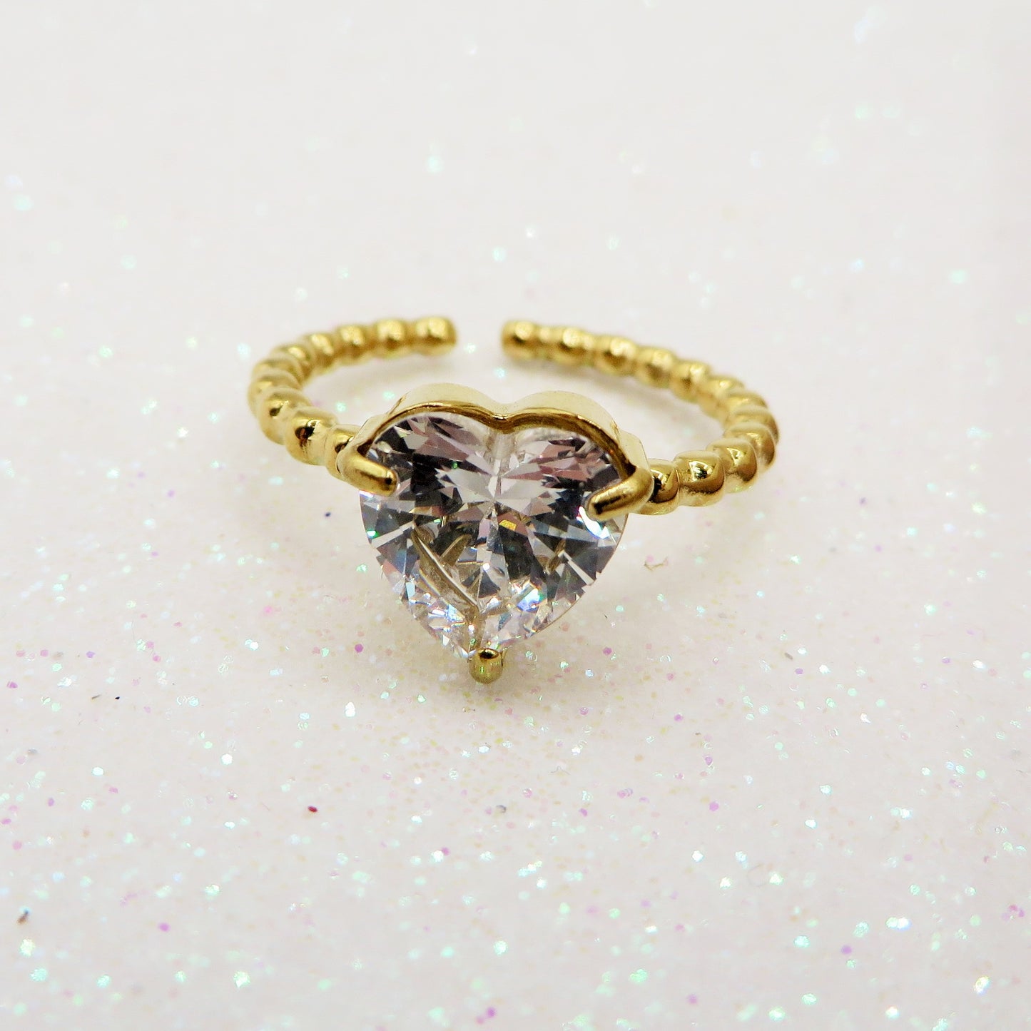 AURORA ~ ARGENTO 925 ~ Anello in ARGENTO 925  con cuore in cubic zirconia regolabile