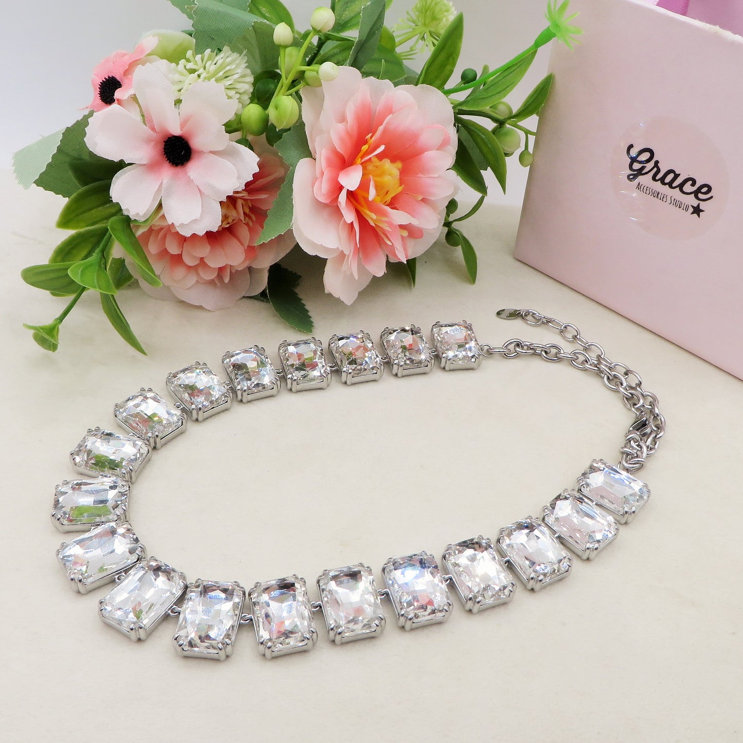 MARGOT  LUXE - ACCIAIO inossidabile- collier con pietre sfaccettate