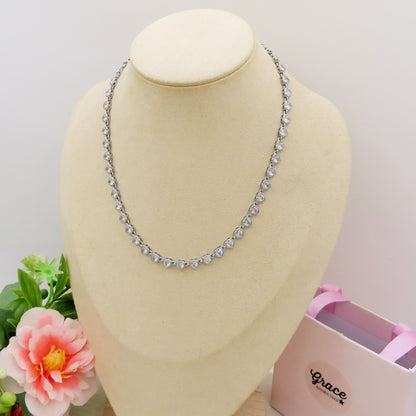AYLA ~ ACCIAIO INOSSIDABILE -Collana tennis in cubic zirconia a forma di cuore