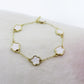 LILY ~ Bracciale in ottone con 5 fiori in madreperla