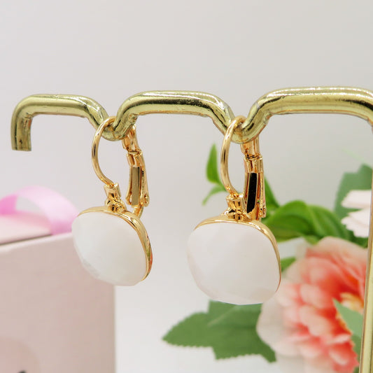 SISSY monachella WHITE ~ Orecchini  a monachella in ACCIAIO INOSSIDABILE con pietra