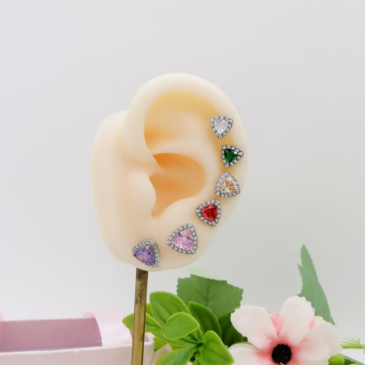 GEMMA SET 6 ORECCHINI Lobo acciaio inossidabile ~ 6 PZ ~  Orecchini a lobo con zirconi