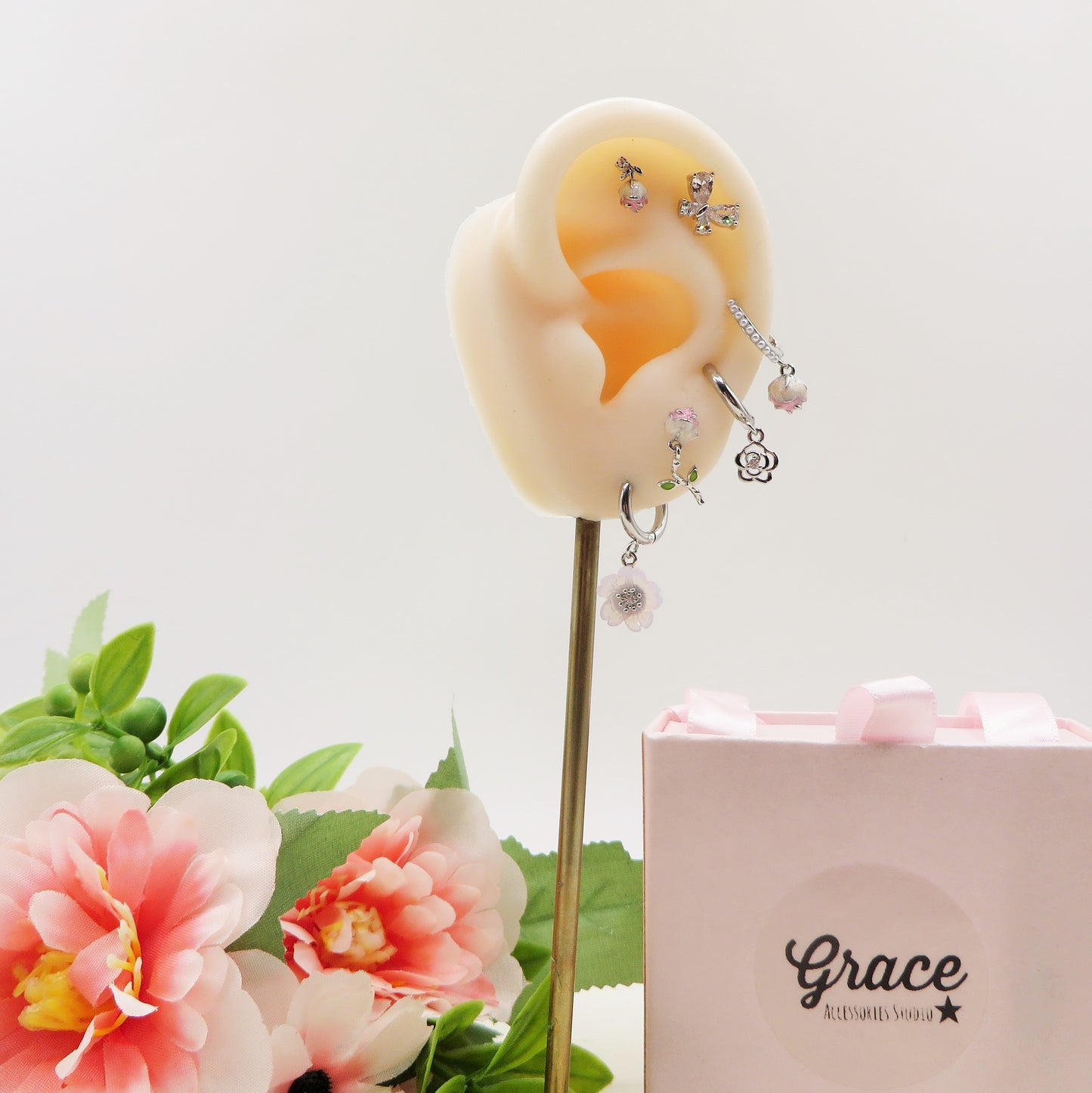 ROSES Set 6 orecchini - ACCIAIO INOSSIDABILE - 6 Orecchini pendenti con cubic zirconia