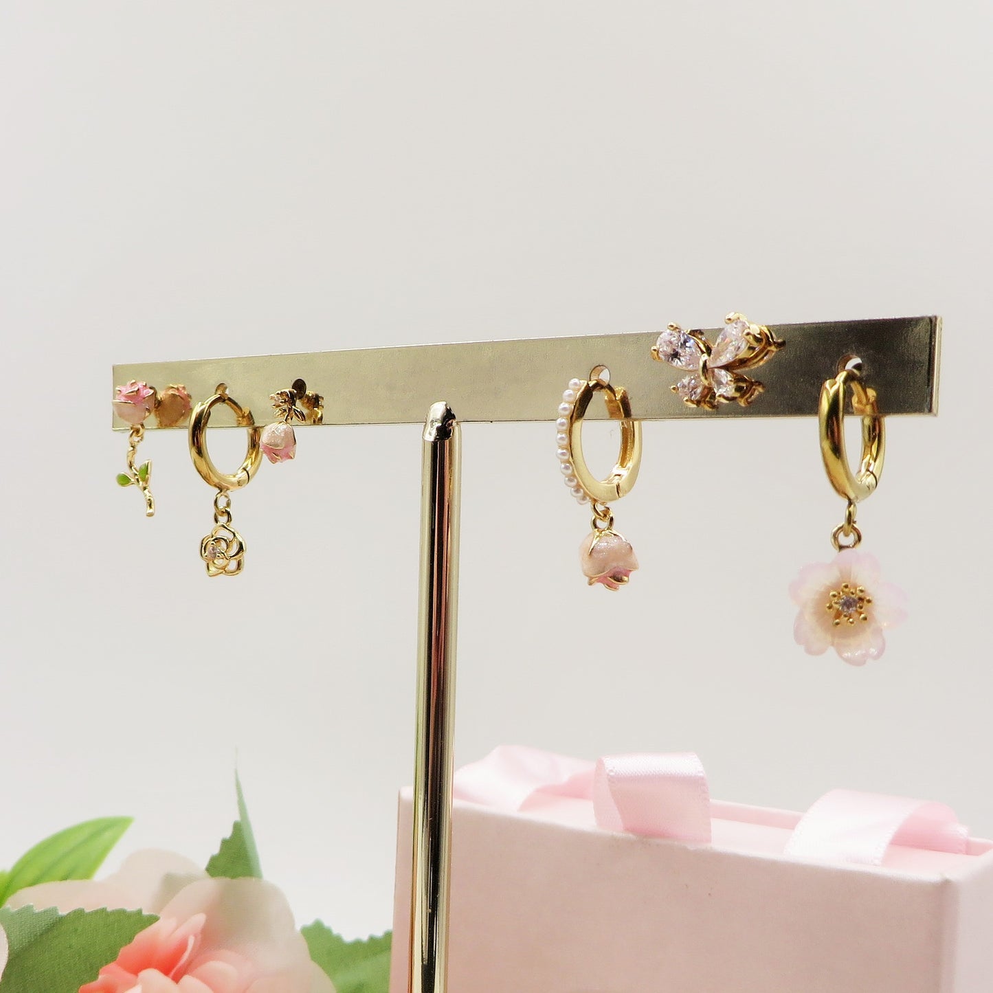 ROSES Set 6 orecchini - ACCIAIO INOSSIDABILE - 6 Orecchini pendenti con cubic zirconia