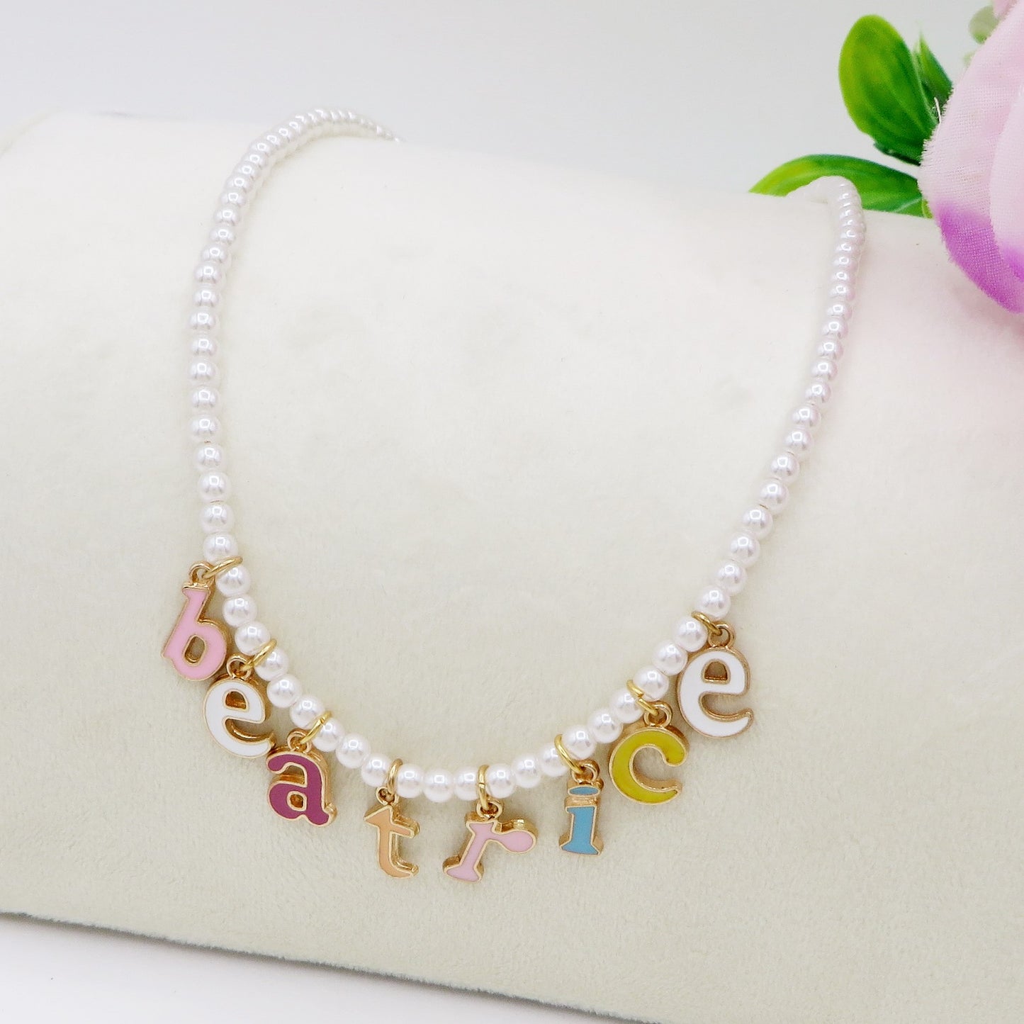 CANDY NAME - CHOKER Perle Con Nome smaltato colours personalizzabile