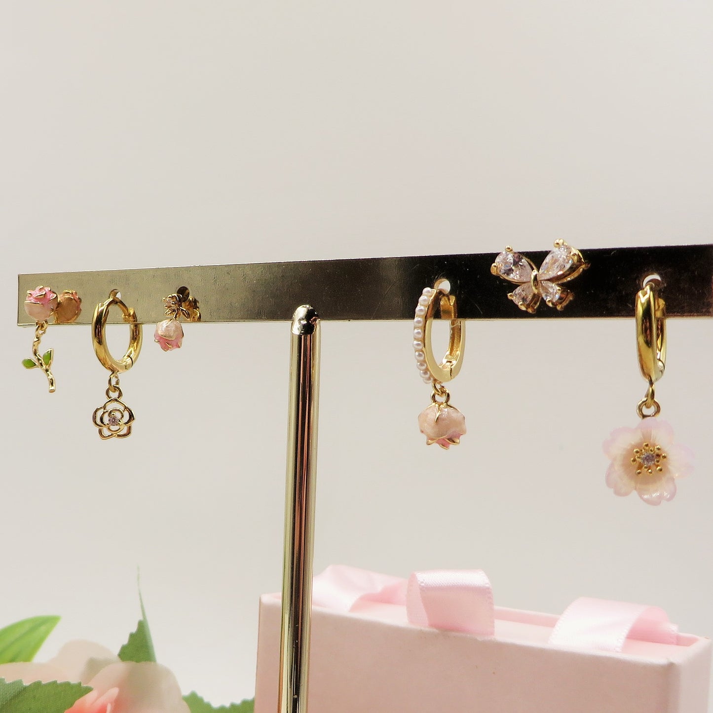 ROSES Set 6 orecchini - ACCIAIO INOSSIDABILE - 6 Orecchini pendenti con cubic zirconia