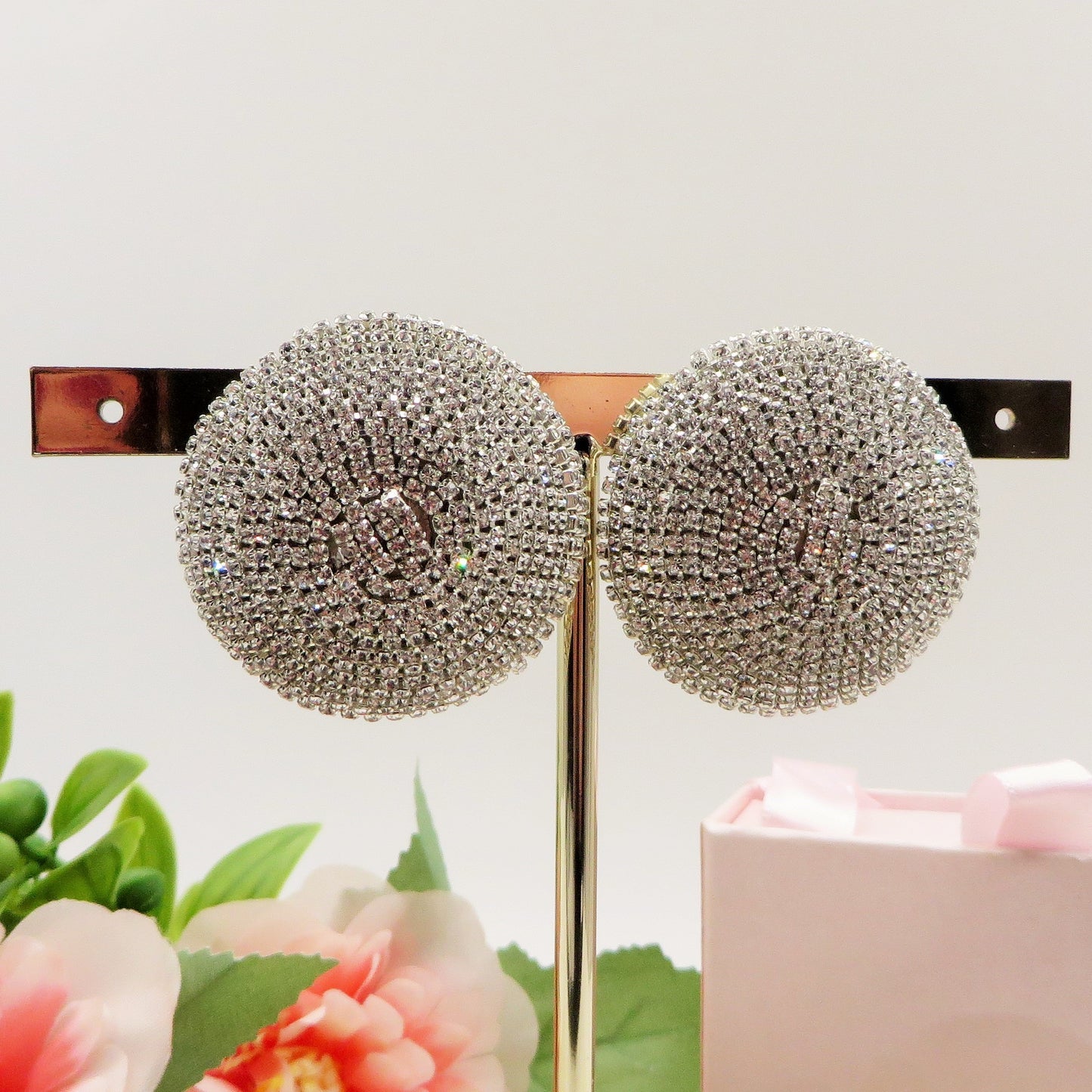 CELESTIA - Orecchini maxi bottone in Cubic Zirconia